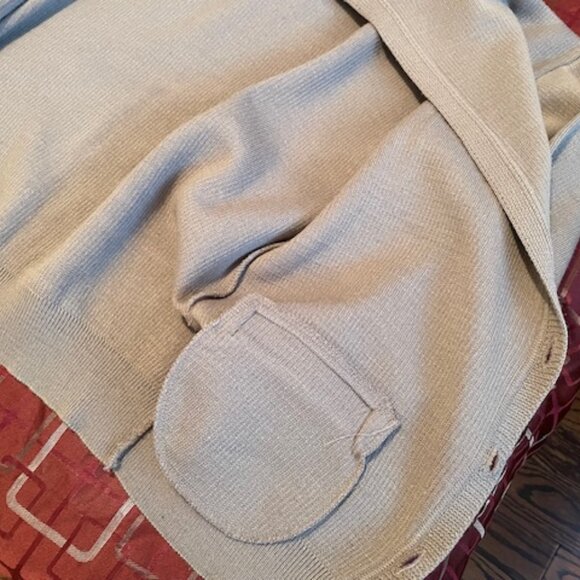 Grandfather Cardigan VTG Moores (mde in Canada ) taupe/dk beige sweater Sz L - Picture 12 of 15
